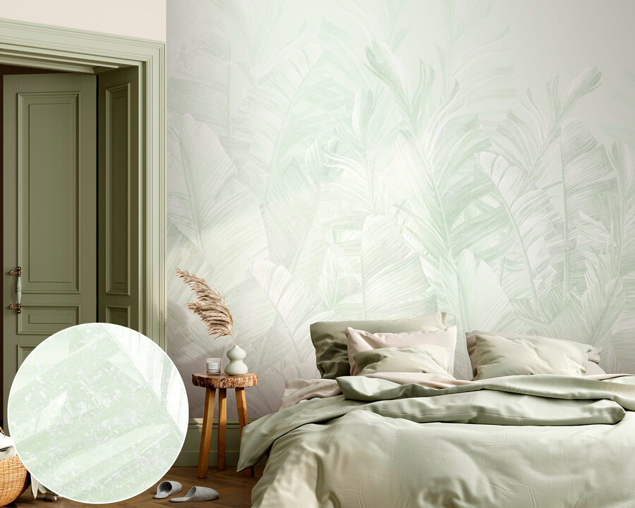 Soft green leaves in gentle layers.