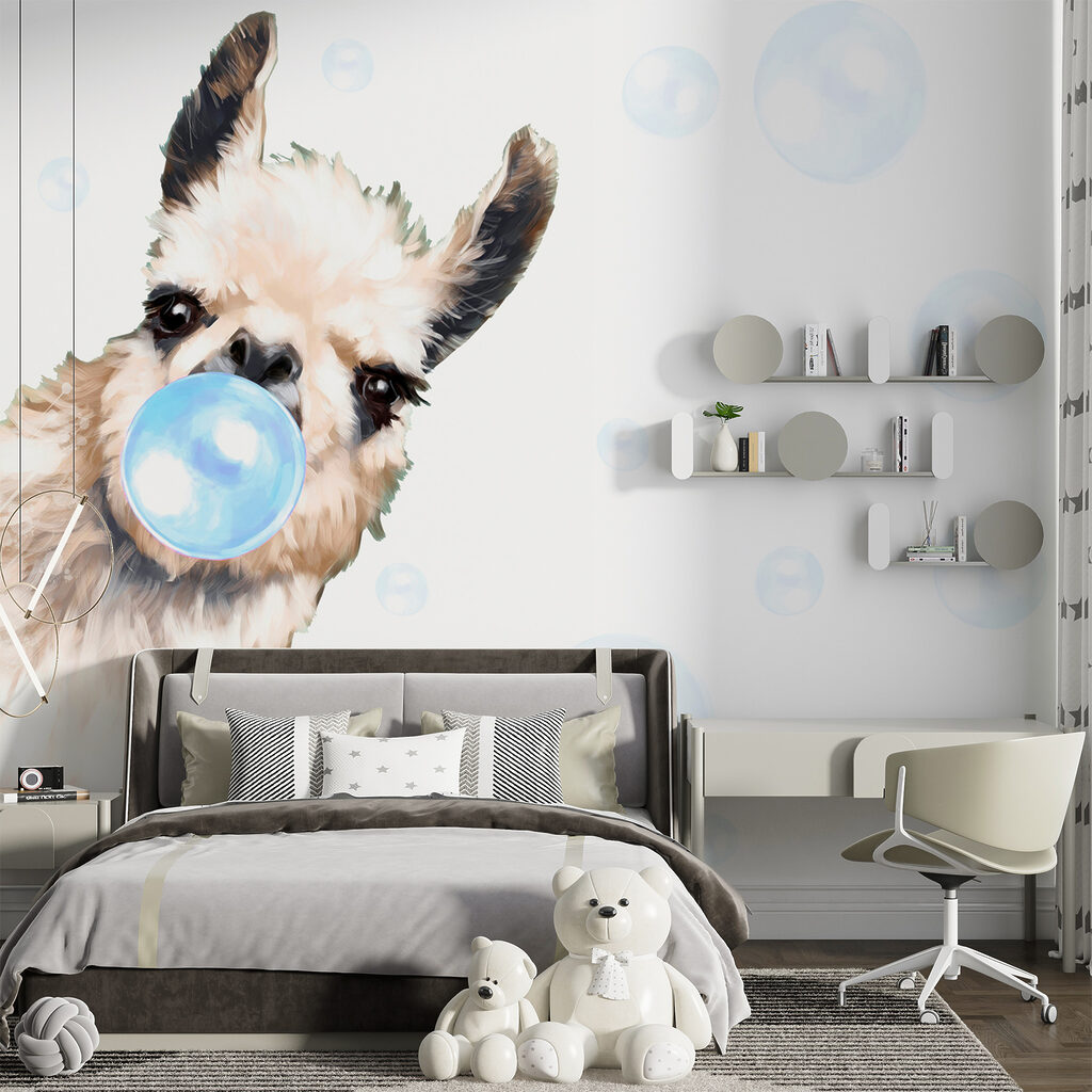 A llama blowing bubbles