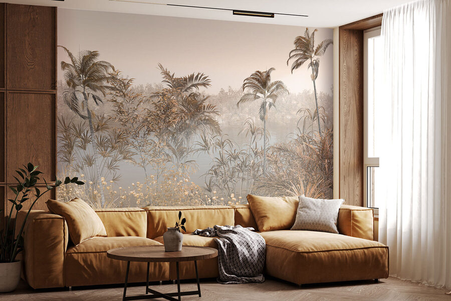 Wall murals A swamp with plants and flowers - Image 4