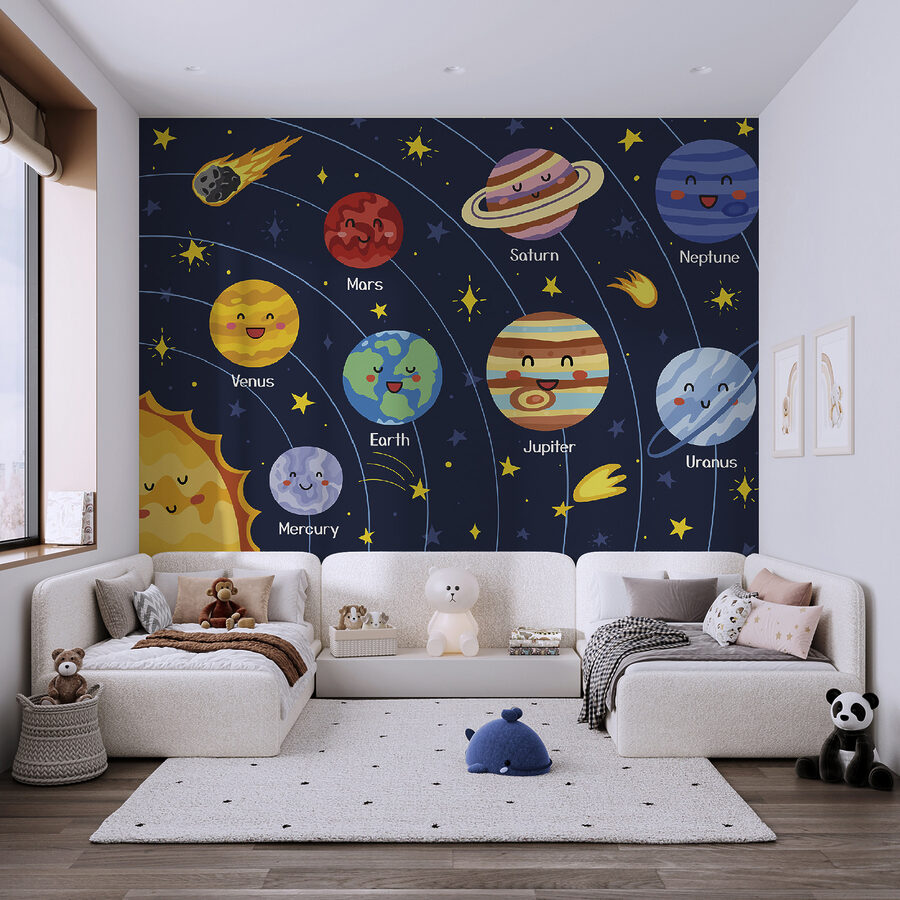 Wall murals Cartoon planets and stars in space - Image 4