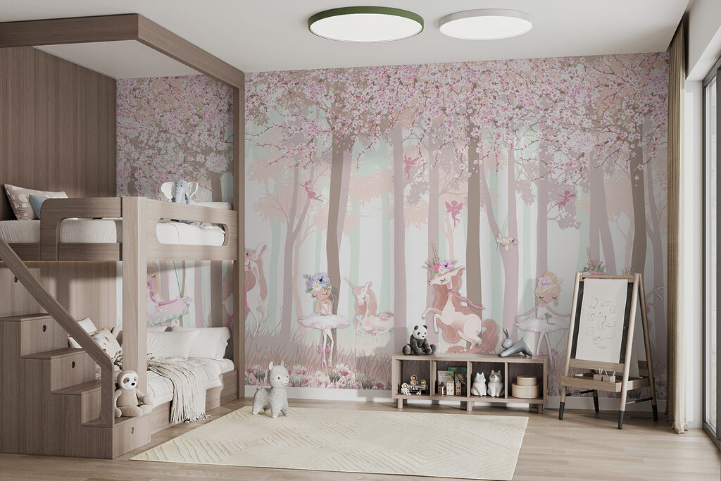 A wallpaper with a group of unicorns and fairies A wallpaper with a group of unicorns and fairies