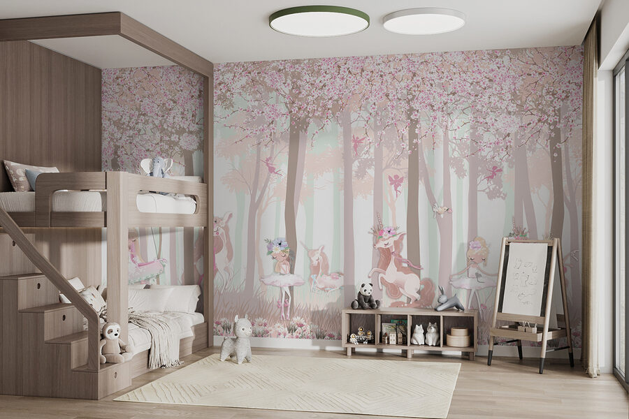 Wall murals A wallpaper with a group of unicorns and fairies - Image 5