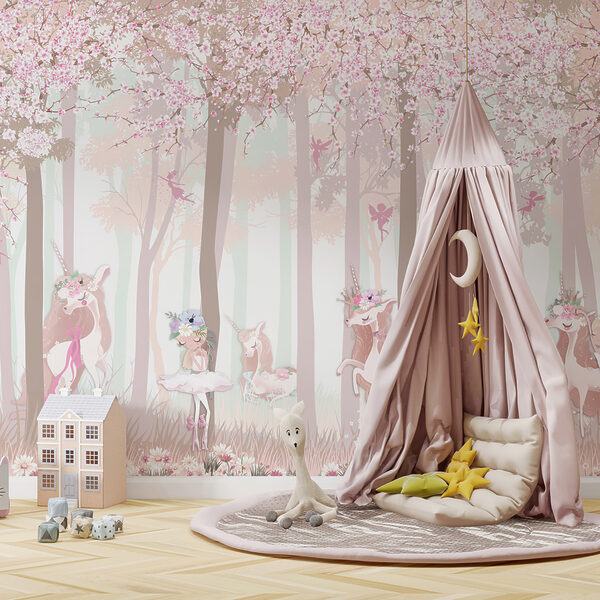 A wallpaper with a group of unicorns and fairies A wallpaper with a group of unicorns and fairies