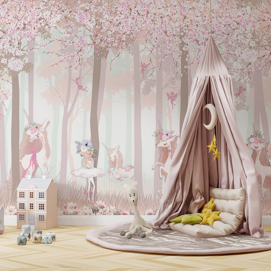 Wall murals A wallpaper with a group of unicorns and fairies - Image 7