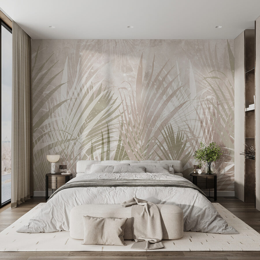 Soft foliage in muted tones.