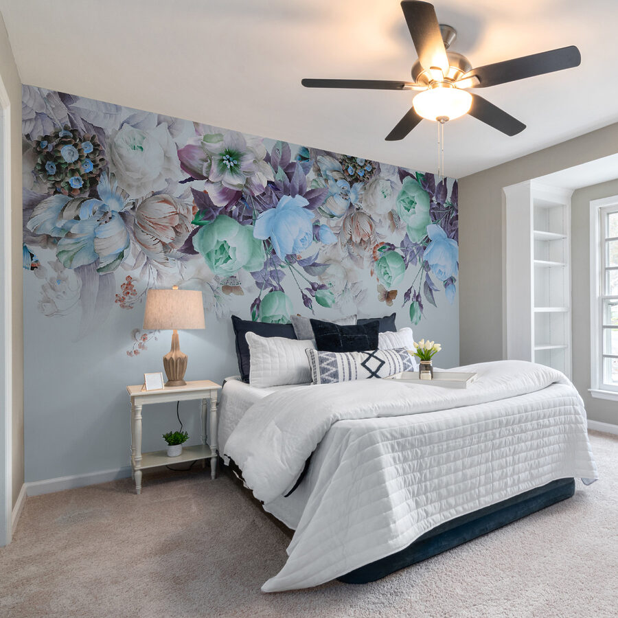 Elegant floral arrangement with butterflies.