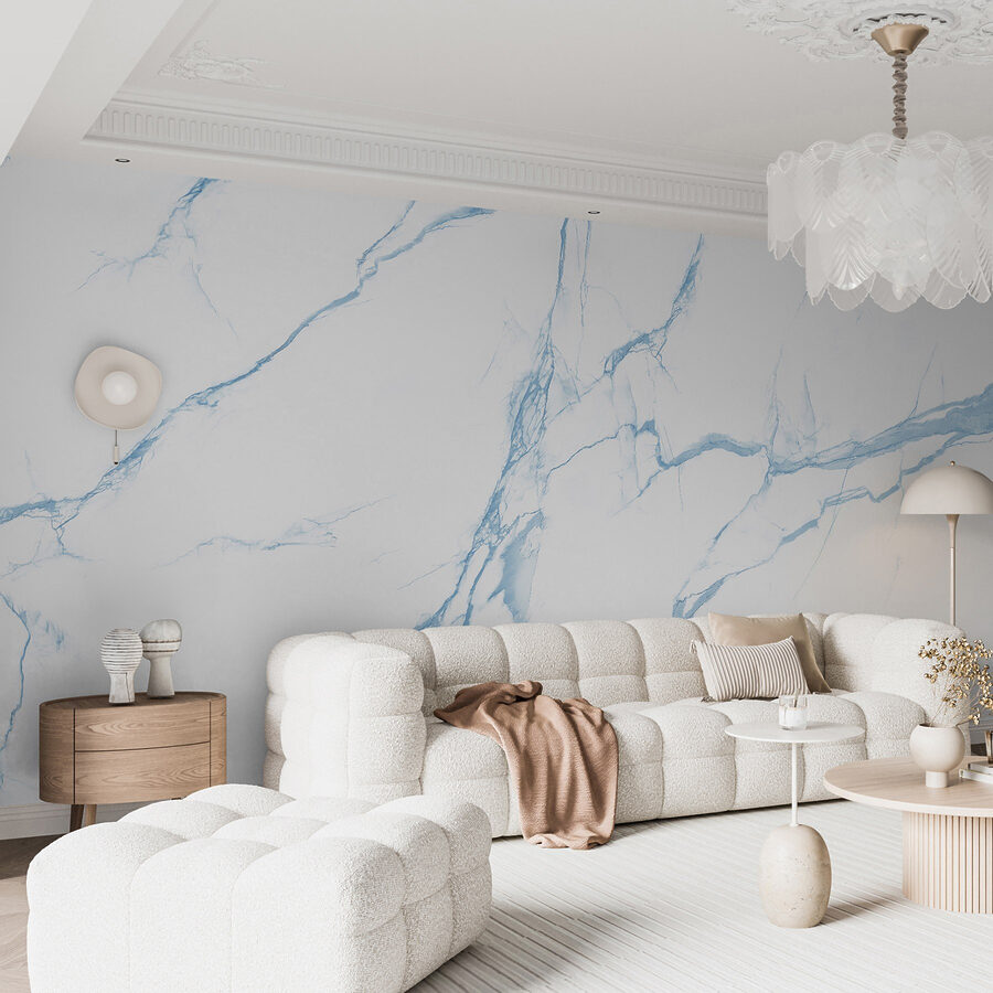 Wall murals A white and blue marble - Image 2