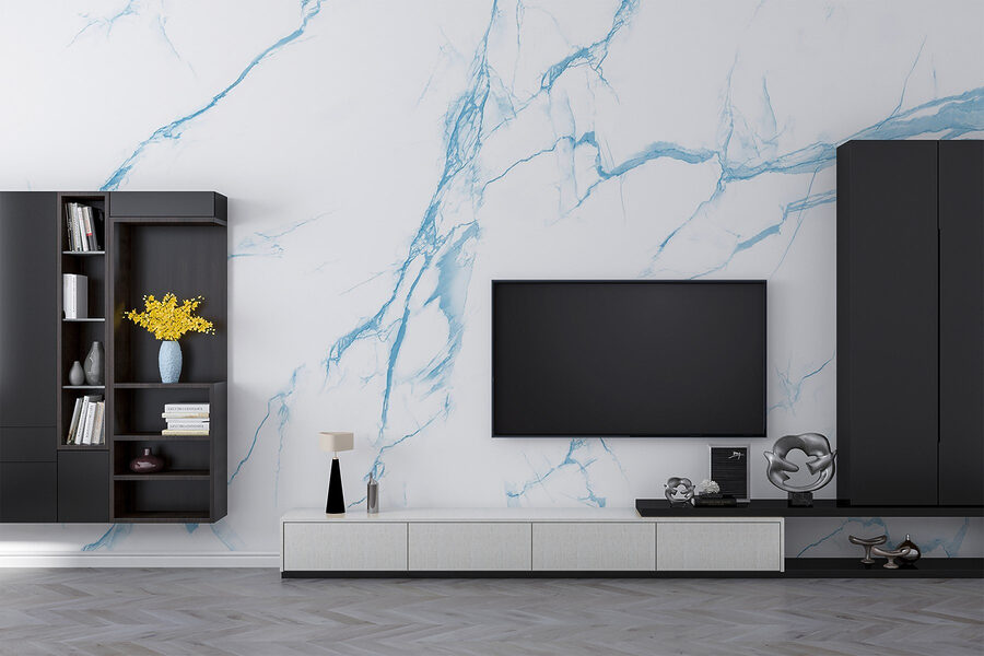 Wall murals A white and blue marble - Image 3