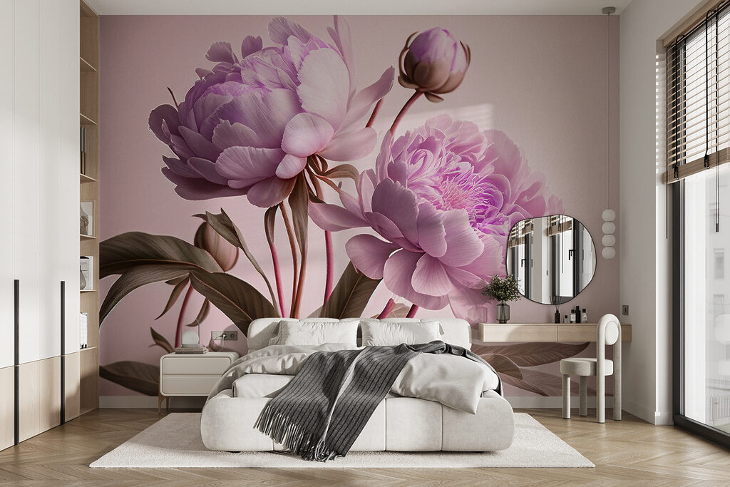 Elegant pink peonies in soft bloom