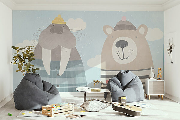 A walrus and bear in the sky A walrus and bear in the sky