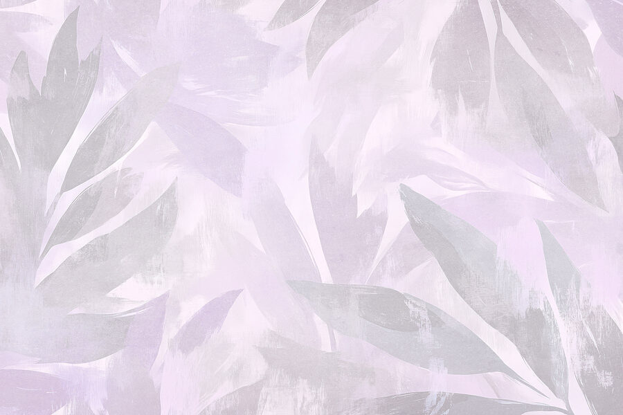 White and purple background with leaves