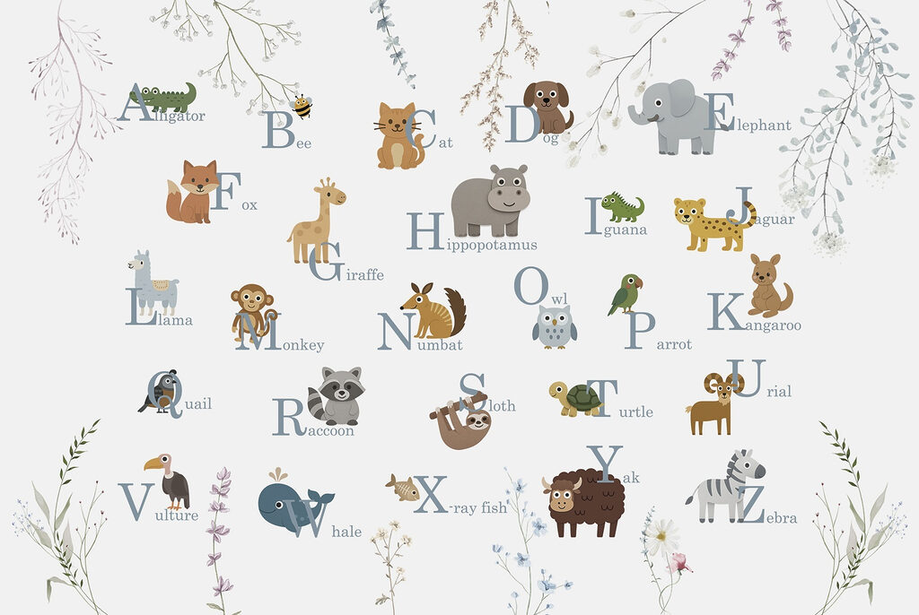 Group of animals with letters Group of animals with letters
