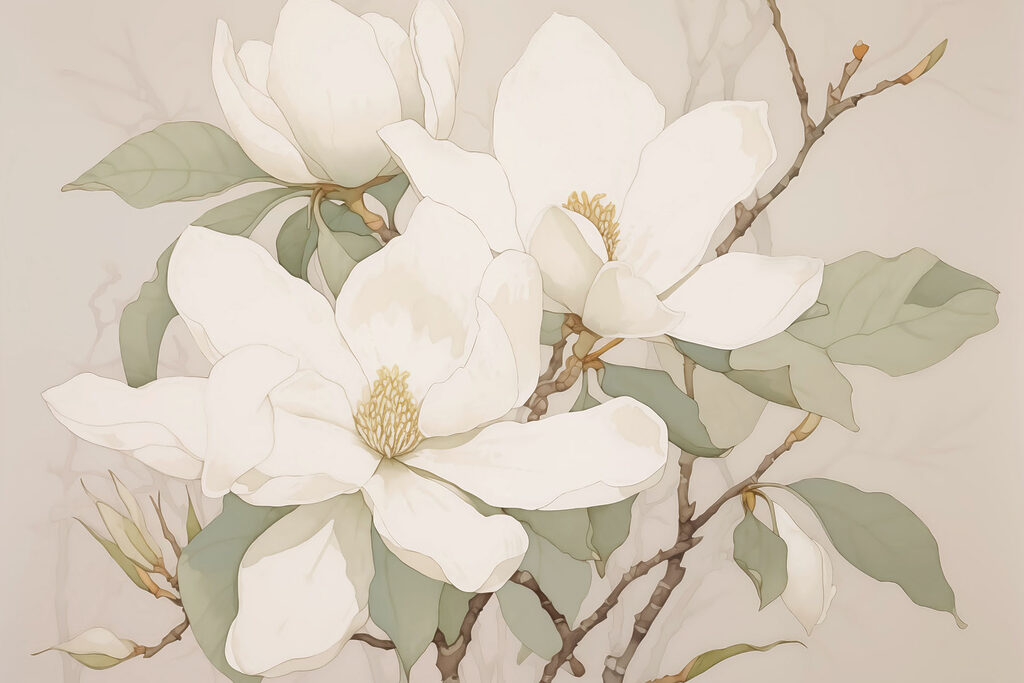 Painting of white flowers Painting of white flowers