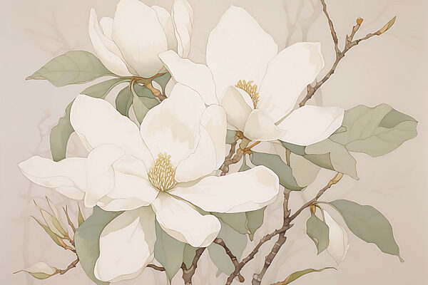 Painting of white flowers Painting of white flowers