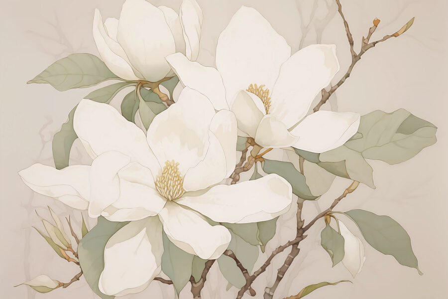 Painting of white flowers Painting of white flowers