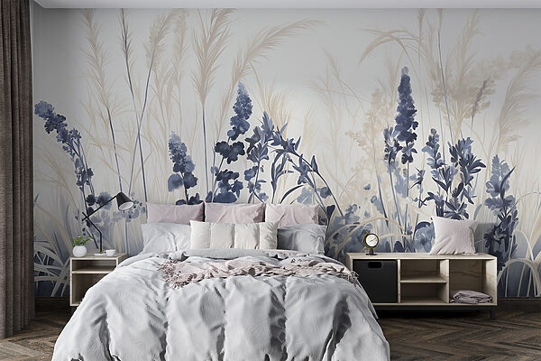 Painting of flowers and grass Wall murals Painting of flowers and grass