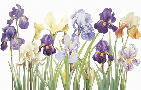Group of purple and white flowers Group of purple and white flowers