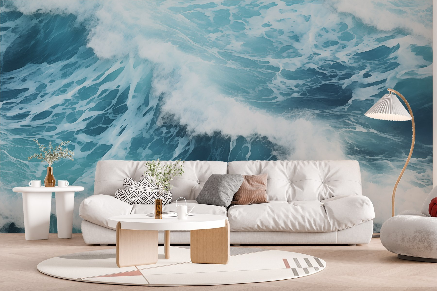 Waves crashing waves with foamy white foam