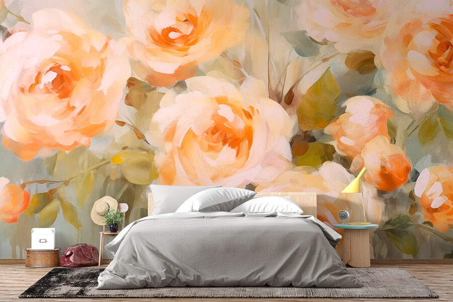 Painting of flowers on a white surface