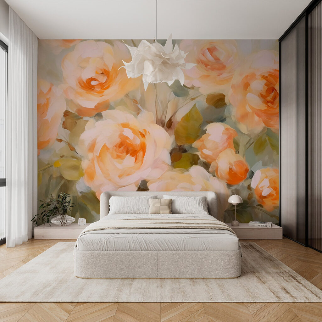 Painting of flowers on a white surface