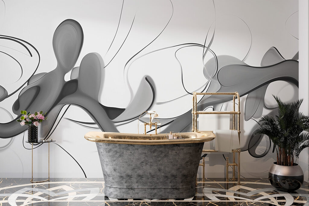 Black and white image of a swirly design