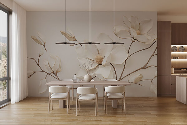 White flower on a branch White flower on a branch