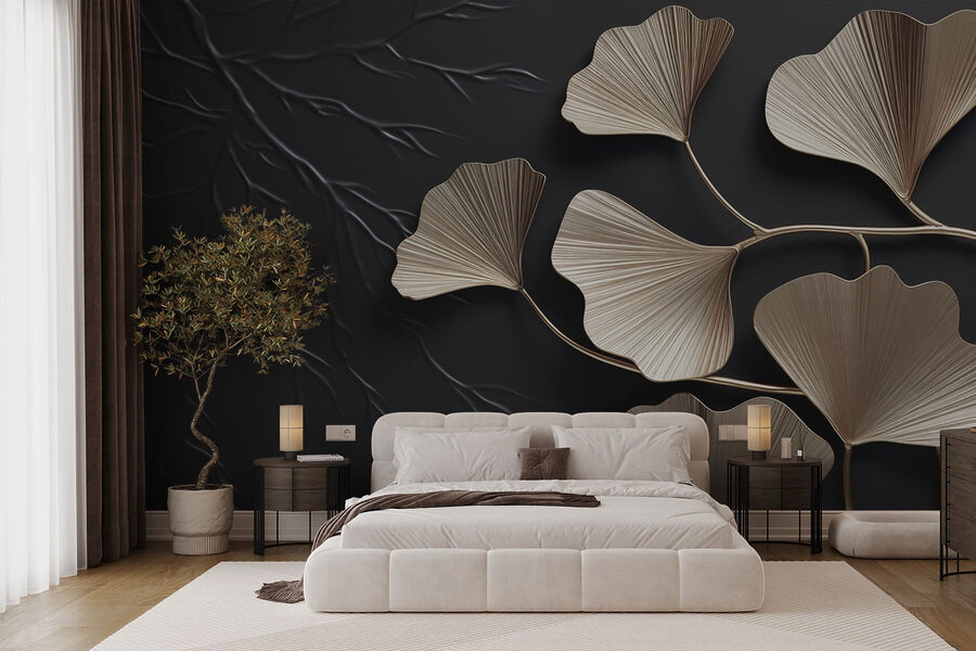 Delicate leaves against a dark backdrop