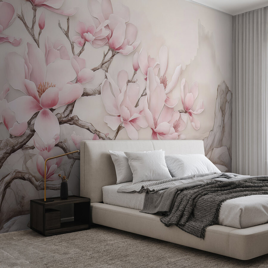 Painting of a tree with pink flowers Painting of a tree with pink flowers