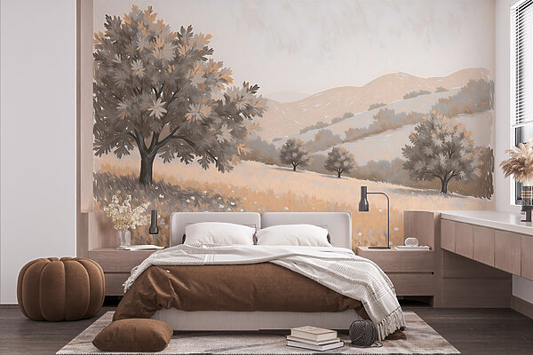 Landscape with trees and hills Landscape with trees and hills