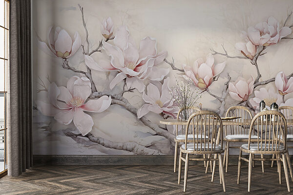 Painting of flowers on a branch Painting of flowers on a branch
