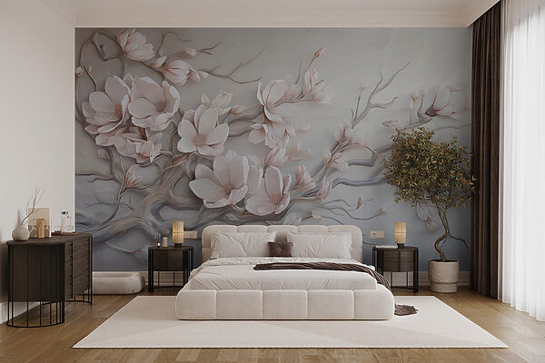 Painting of flowers on a wall Painting of flowers on a wall