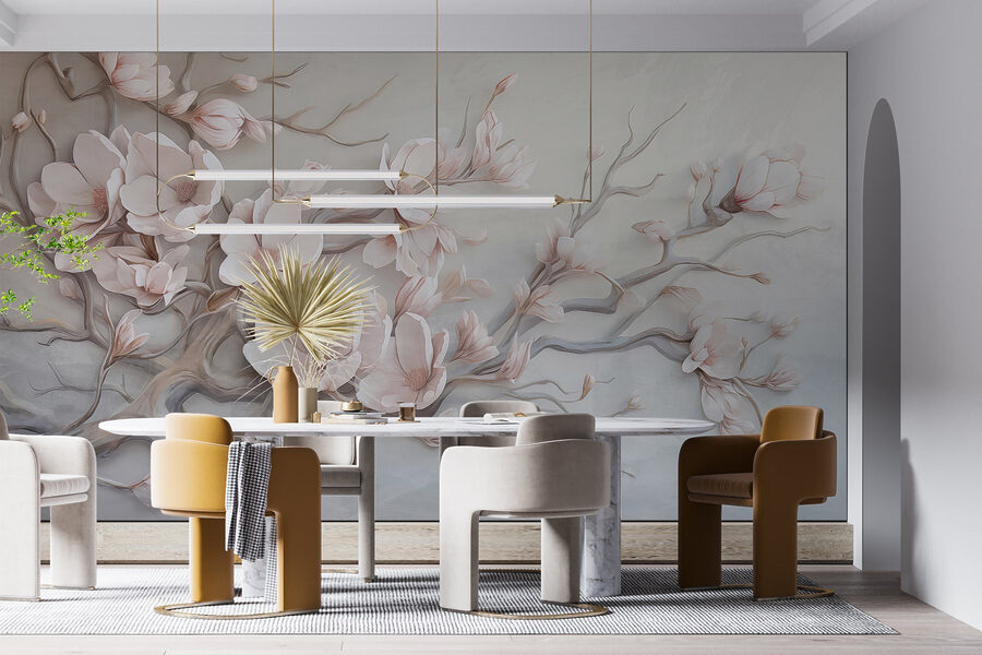 Painting of flowers on a wall Painting of flowers on a wall