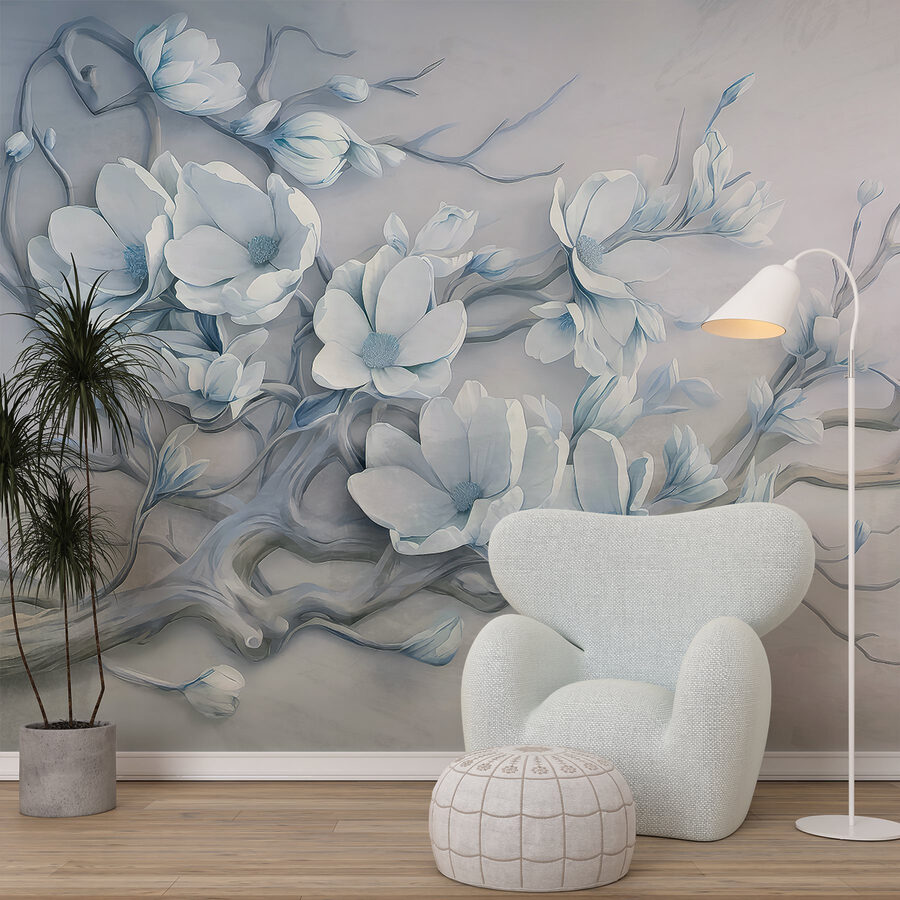 Wall murals White flowers on a branch