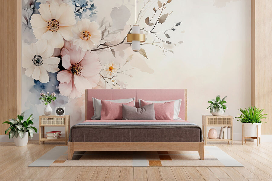 Painting of flowers on a white background
