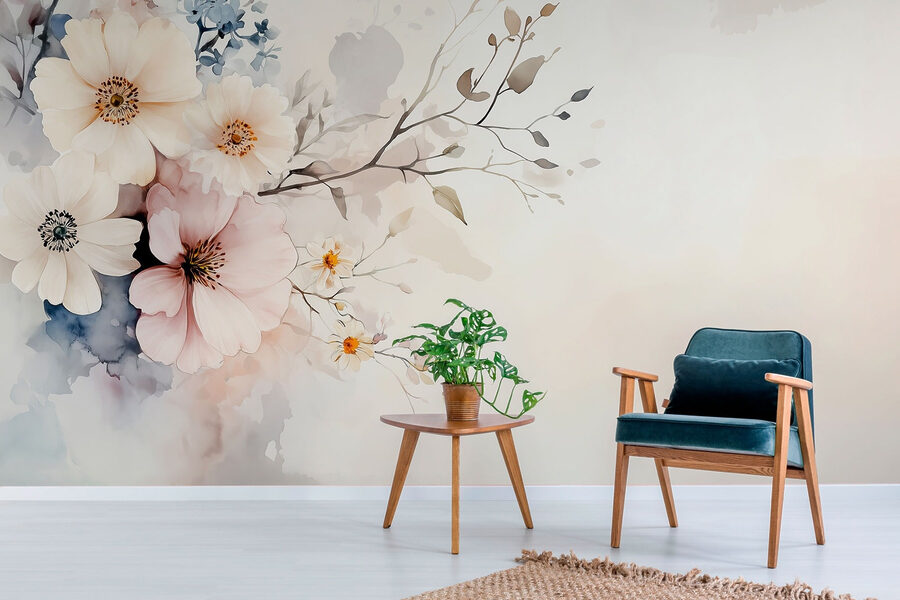 Painting of flowers on a white background