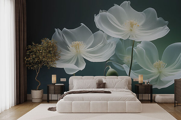Delicate blooms in soft hues Wall murals Delicate blooms in soft hues