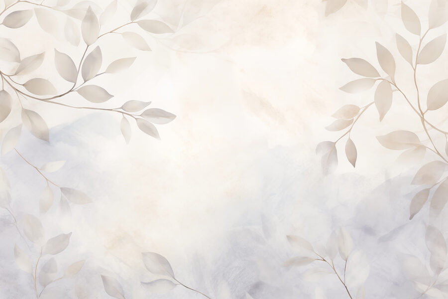Wall murals White and gray leaves on a white background - Image 5