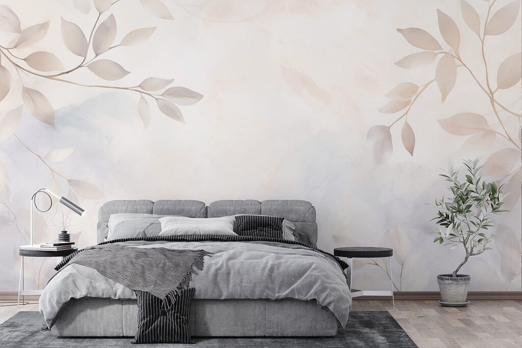 White and gray leaves on a white background White and gray leaves on a white background