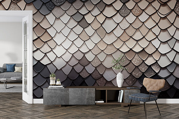 Textured scales in muted color palette