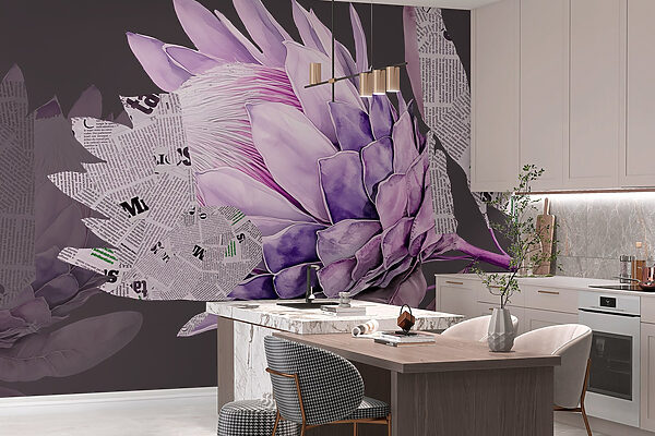 Purple flower with newspaper Purple flower with newspaper