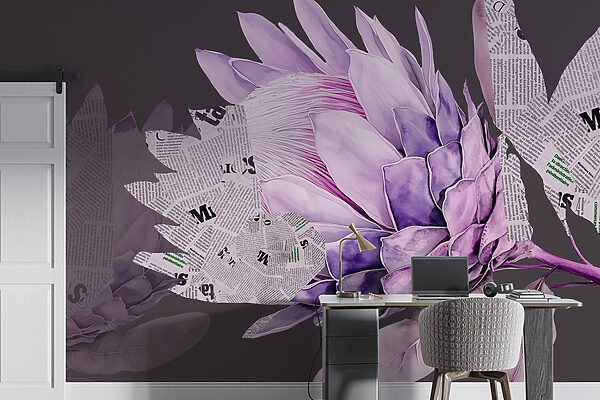 Purple flower with newspaper Purple flower with newspaper