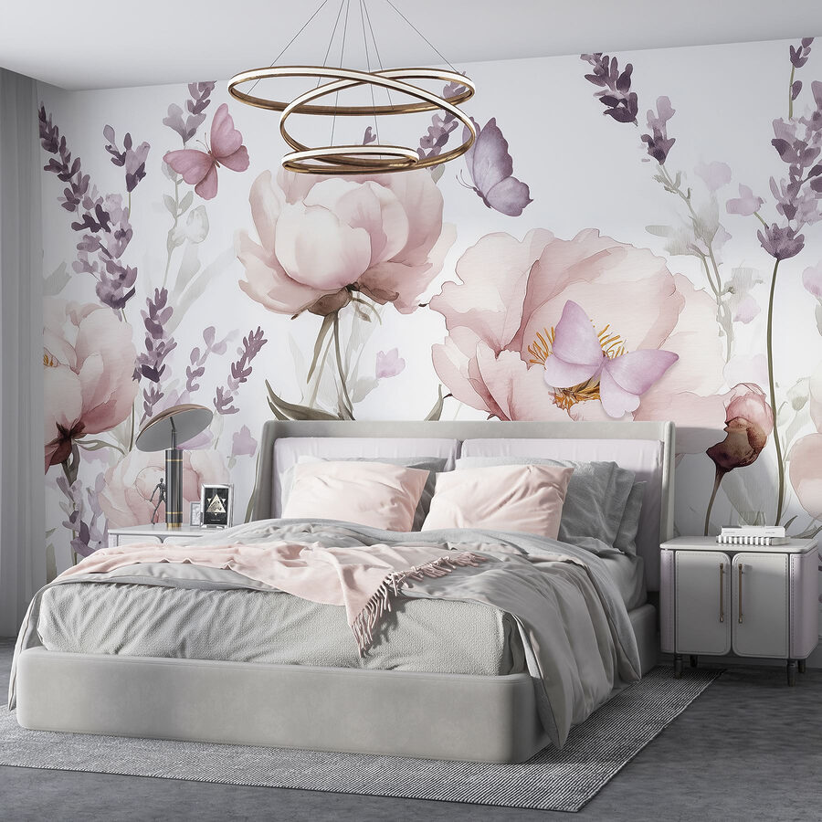 Painting of flowers and butterflies