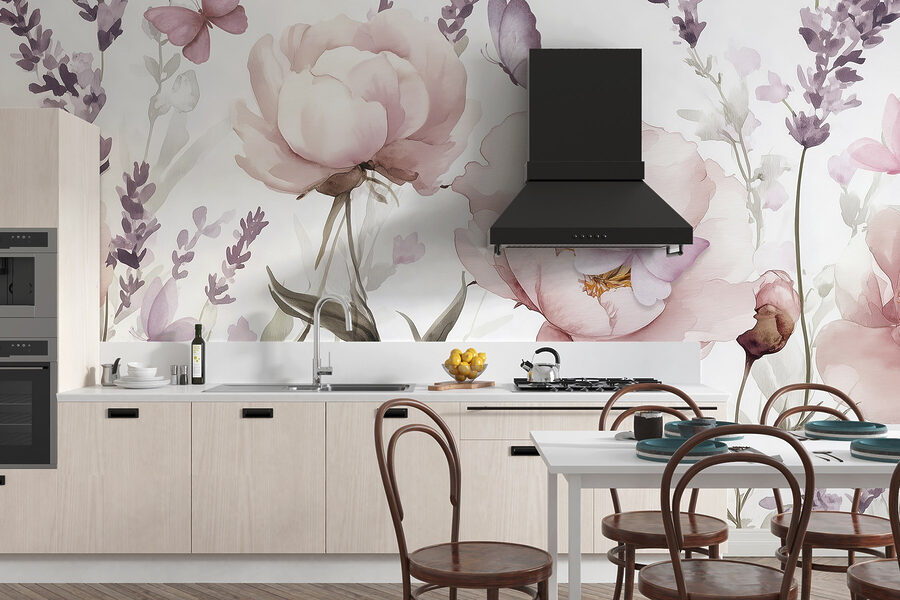 Painting of flowers and butterflies
