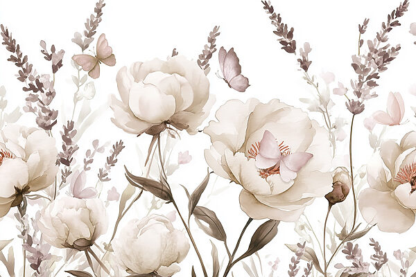 Painting of flowers and butterflies Painting of flowers and butterflies