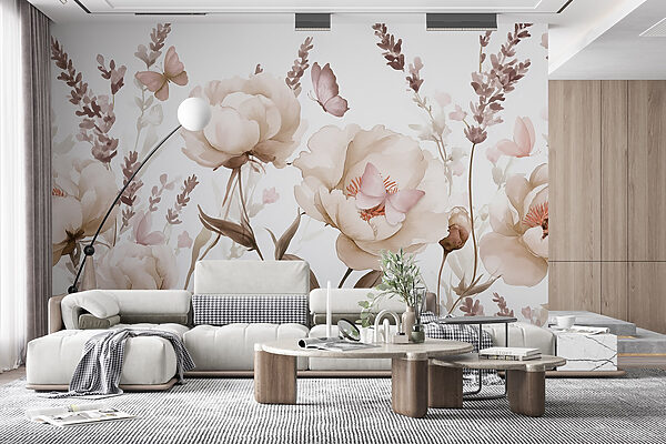 Painting of flowers and butterflies Painting of flowers and butterflies