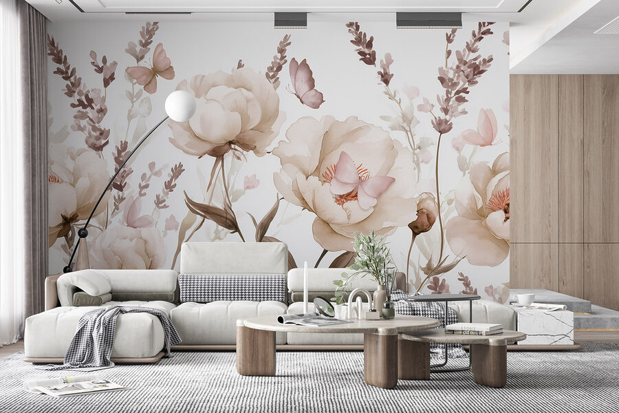 Painting of flowers and butterflies