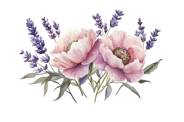 Watercolor of flowers and leaves Watercolor of flowers and leaves