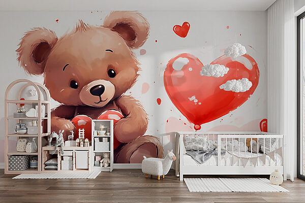 Teddy bear holding a heart Wall murals Teddy bear holding a heart