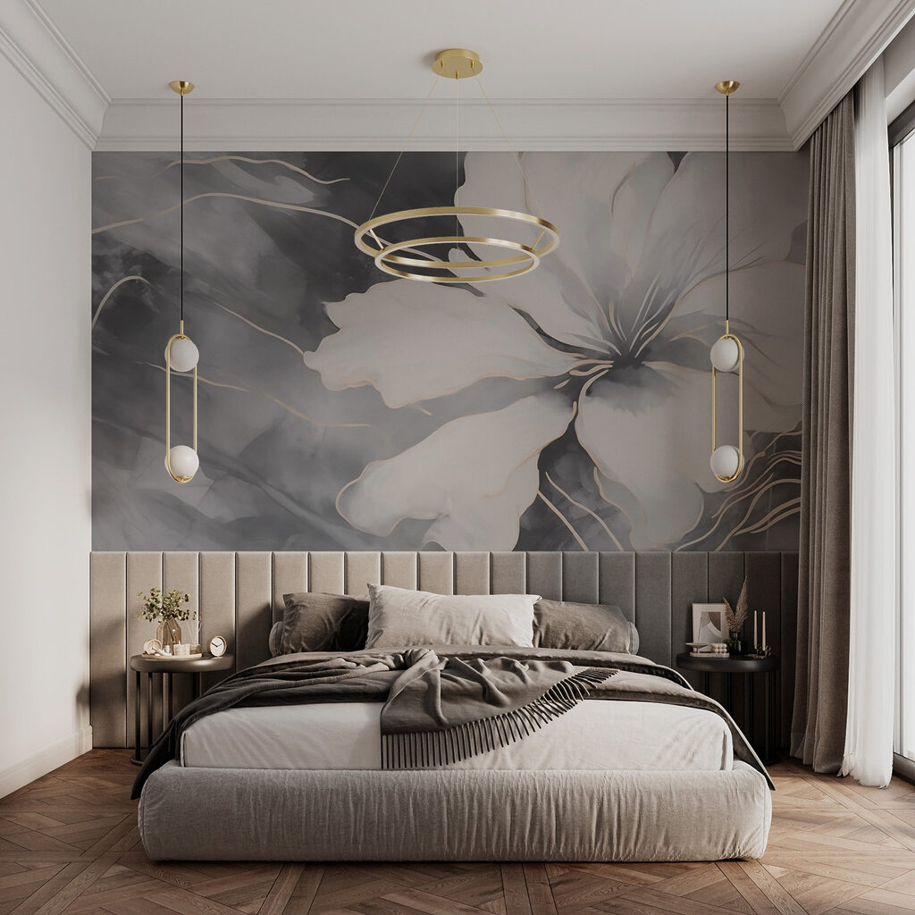 White flower on a black and white background White flower on a black and white background