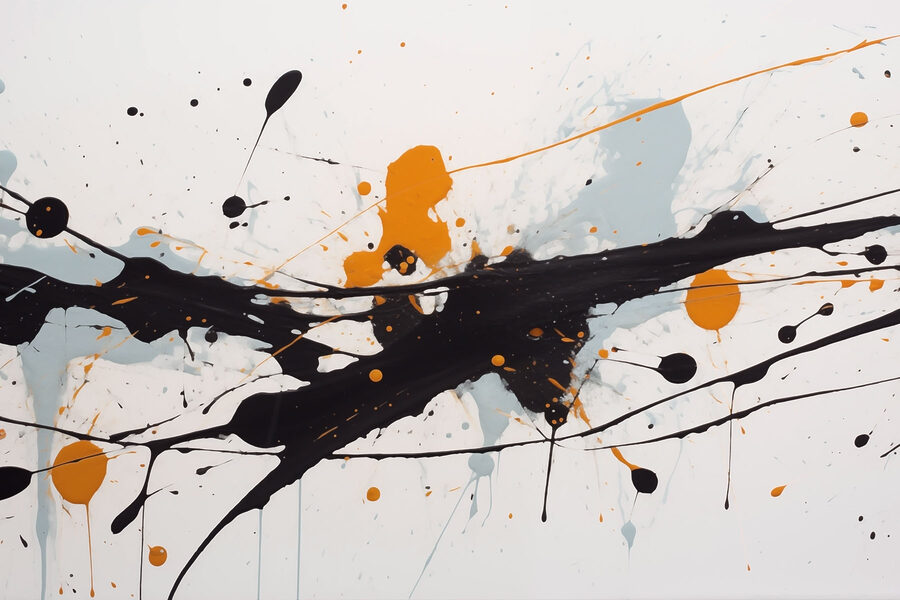 Wall murals Black and orange paint splatter - Image 4